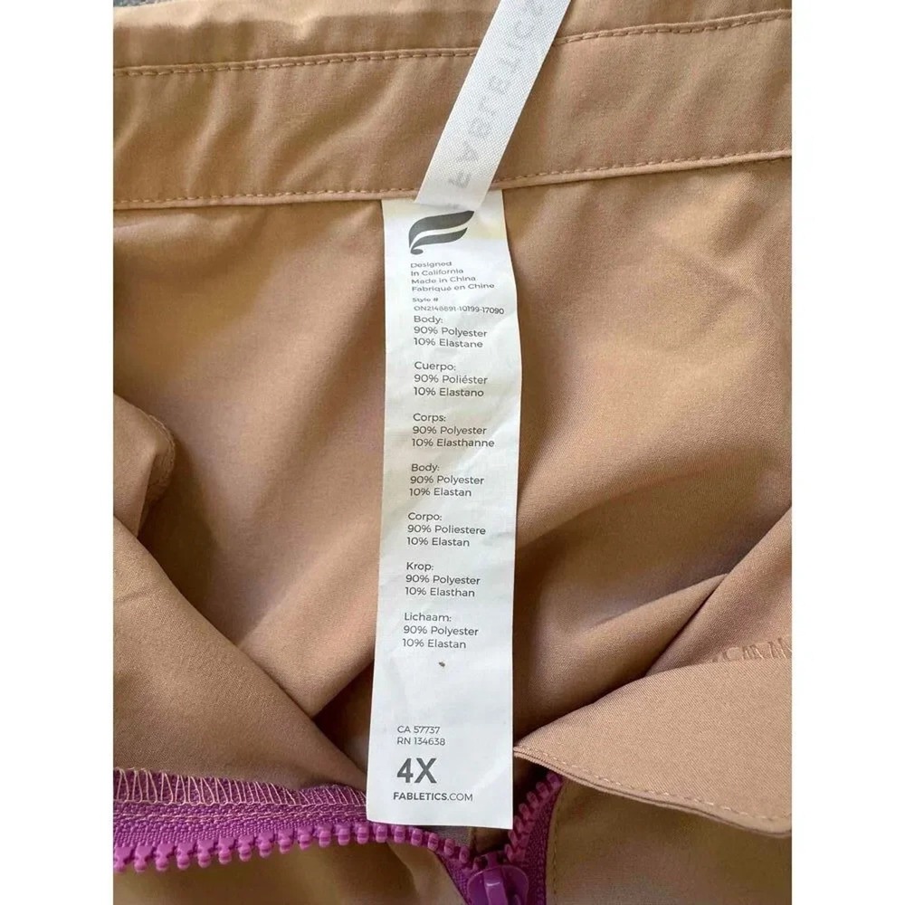 Fabletics Tan Utility Jumpsuit Sleeveless Zipper Pockets Belted Womens Size 4X - Picture 5 of 9